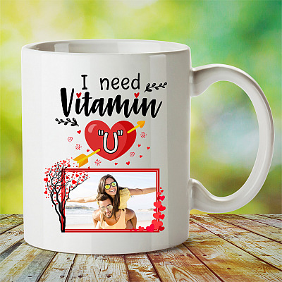 Alternative view of Personalized Photo I Need Vitamin U Personalised Valentines Gifts Ceramic Coffee Mug - Water Bottle