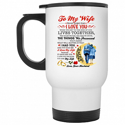 14 oz. White Travel Mug