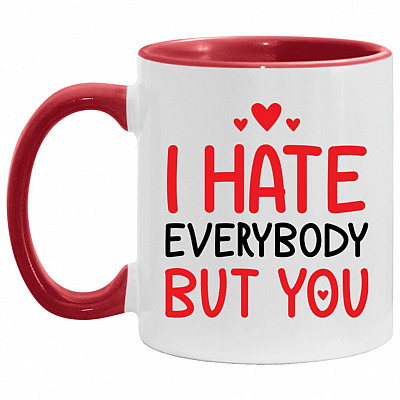 I hate accent, White/Red, 11 oz. Accent Mug