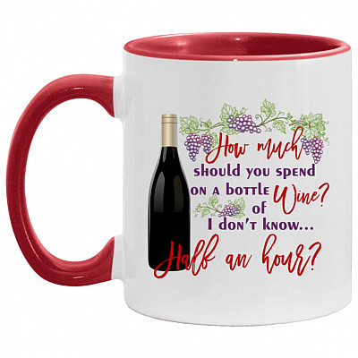 How Much Should You Spend On, White/Red, 11 oz. Accent Mug
