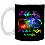 Son Mom Dad, Black, 11 oz. White Mug