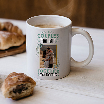 Alternative view of Personalized Photo Couples that Fart Together Stay Together Funny Valentines Gifts Ceramic Coffee Mug
