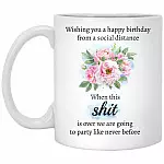 Wishing You Happy Birthday From Social Mug, White, 11 oz. White Mug