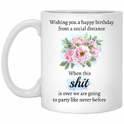 Wishing You Happy Birthday From Social Mug, White, 11 oz. White Mug