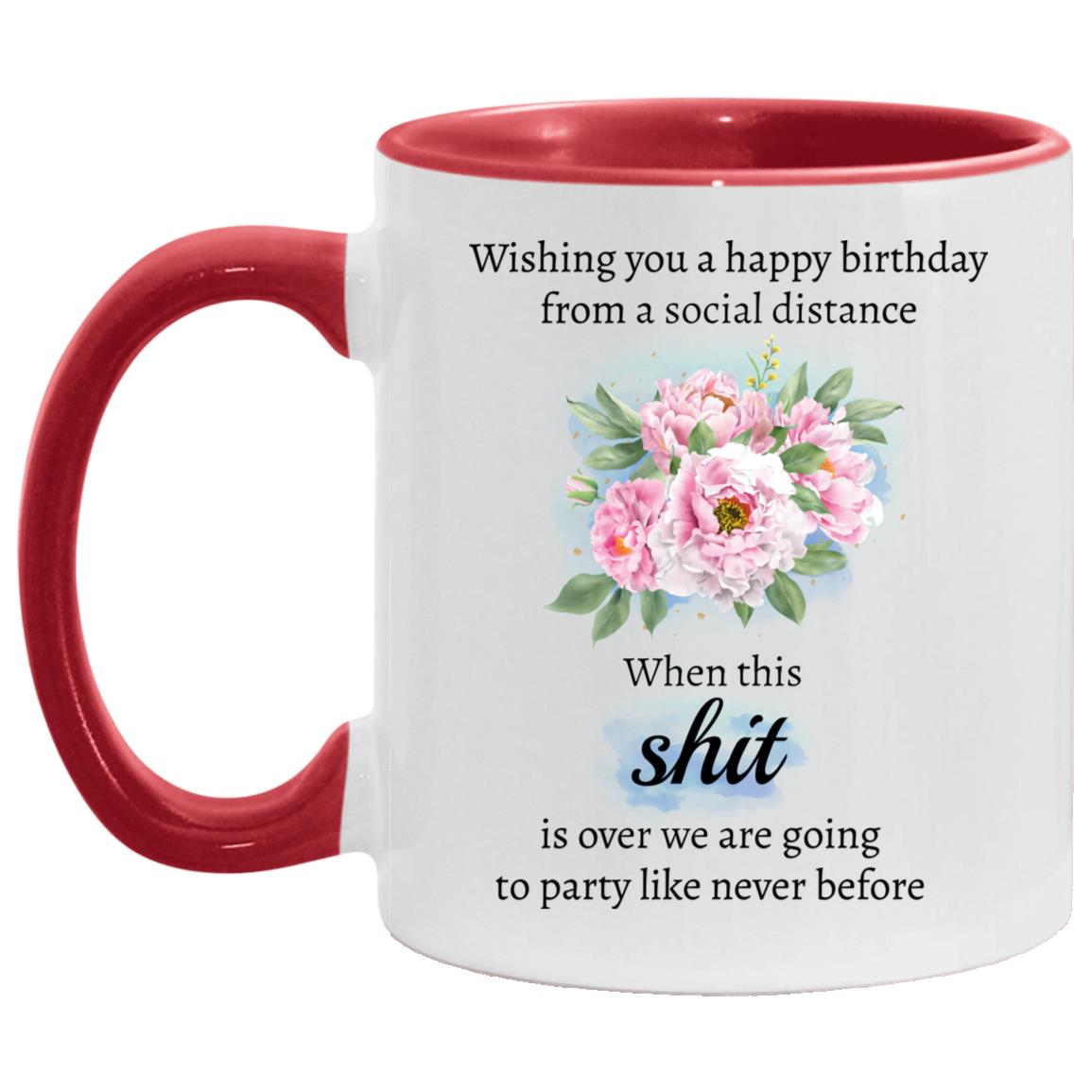 Wishing You Happy Birthday From Mug, White/Red, 11 oz. Accent Mug