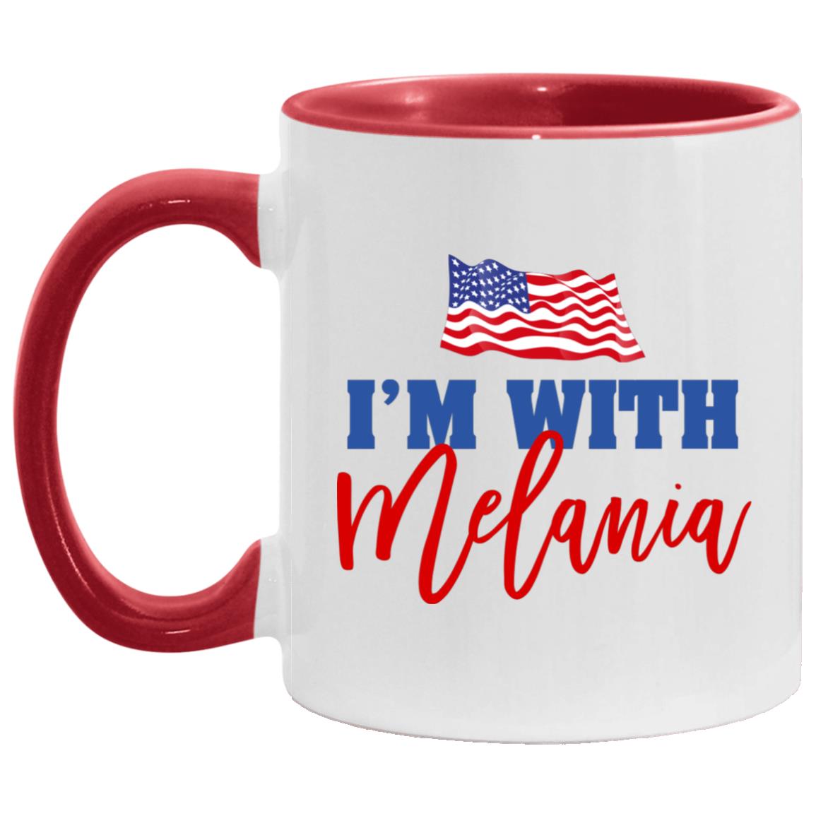 I'm With Melania American Flag, White/Red, 11 oz. Accent Mug