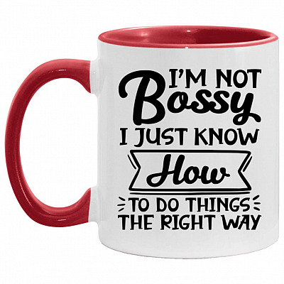 Bossy Accent Mug, White/Red, 11 oz. Accent Mug