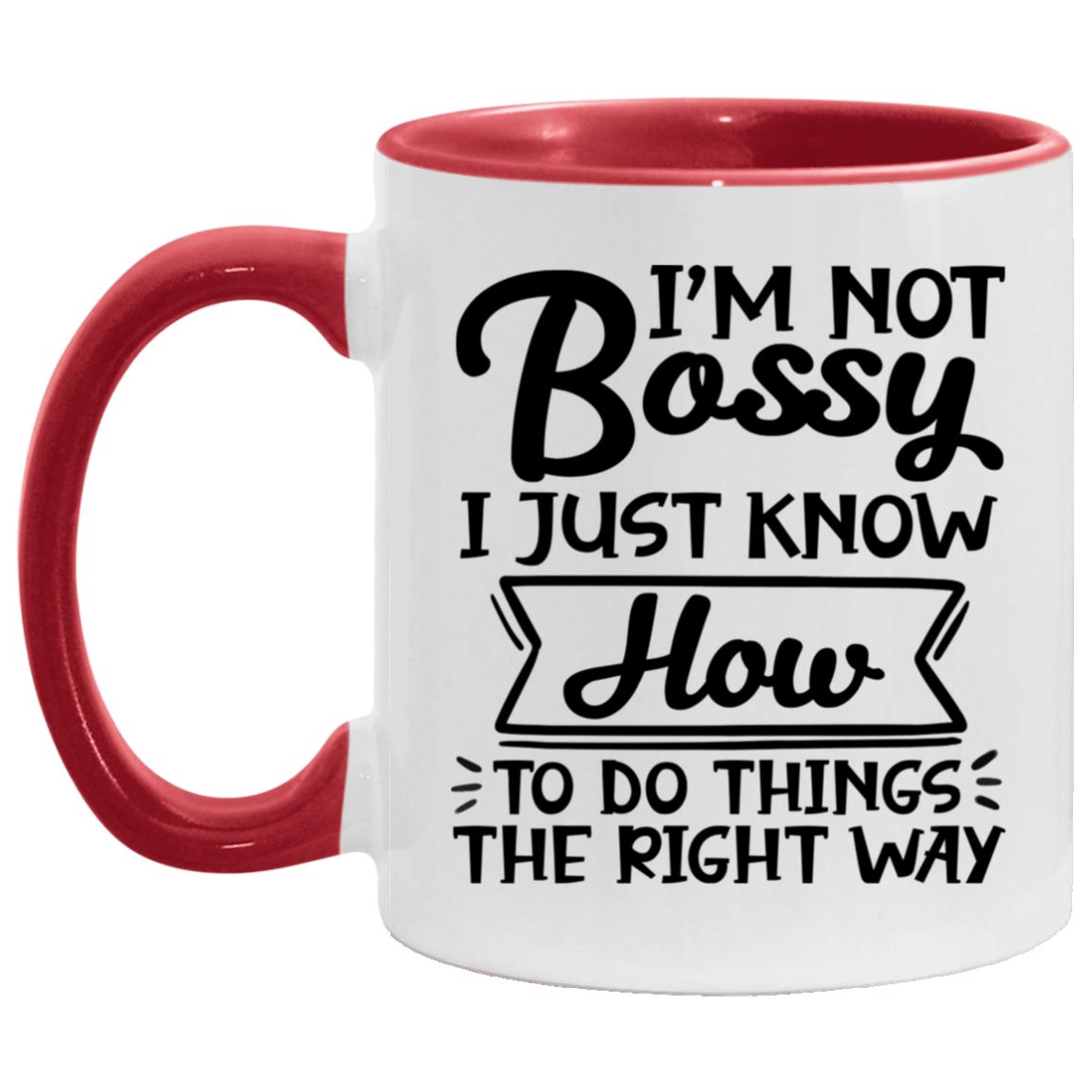 Bossy Accent Mug, White/Red, 11 oz. Accent Mug