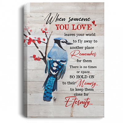 Someone You Love Leaves Blue Bird Gallery Wrapped Framed Canvas Prints-Unframed Poster-Home Decor Wall Art, White, 0.75'' Framed Canvas