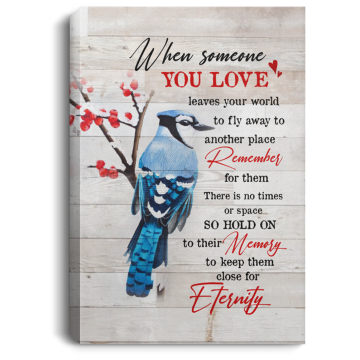 Someone You Love Leaves Blue Bird Gallery Wrapped Framed Canvas Prints-Unframed Poster-Home Decor Wall Art, White, 0.75'' Framed Canvas