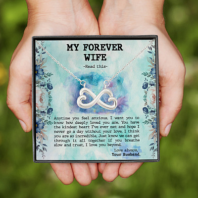 Alternative view of My Forever Wife Read This Anytime You Feel Anxious Infinity Hearts Pendant Necklace