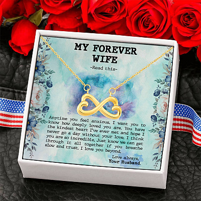 My Forever Wife Read This Anytime You Feel Anxious Infinity Hearts Pendant Necklace
