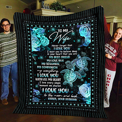 Alternative view of Turtle To My Wife Never Forget that I Love You I Want You to Believe Fleece Blanket - Mink Blanket