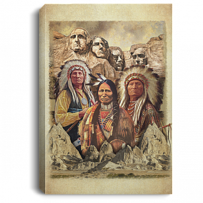 Native American Mount Rushmore Indigenous Chief Canvas Prints - The Original Founding Fathers Unframed Poster, White, 0.75'' Framed Canvas
