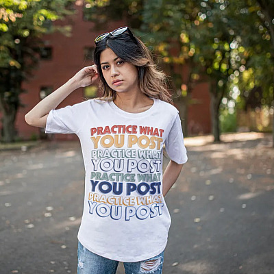 Alternative view of Get It Girl Practice What You Post T-Shirt - Social Media Funny Sarcasms Shirt