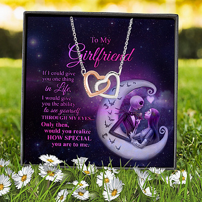Nightmare Before to My Girlfriend If I Could Give You One Thing in Life Jack Interlocking Hearts Pendant Necklace Gifts