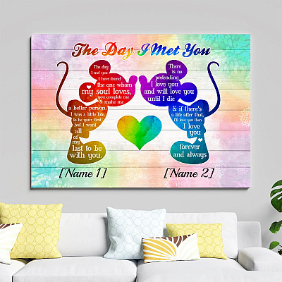 Alternative view of Personalized Gay Couple the Day I Met You LGBT Gift Framed Canvas Prints - Unframed Poster