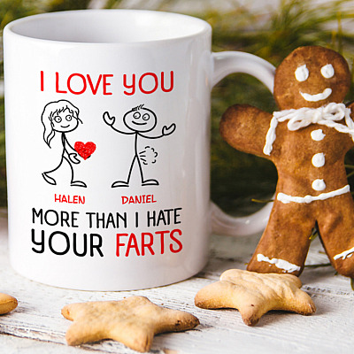 Alternative view of Personalized I Love You More Than I Have Your Farts Funny Naughty Valentine Ceramic Coffee Mug - Beer Stein