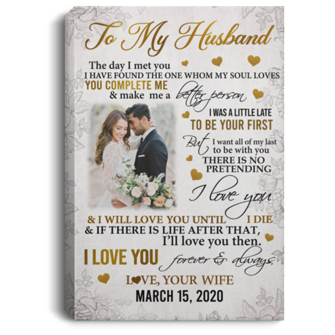 Personalized Photo To Husband I Met You Gallery Wrapped Framed Canvas Prints-Unframed Poster-Decor Wall Art, White, 0.75'' Framed Canvas