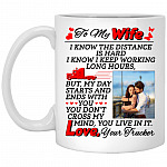 Personalized Photo Trucker To My Wife, White, 11 oz. White Mug