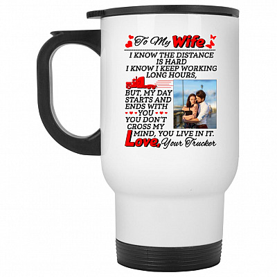 14 oz. White Travel Mug