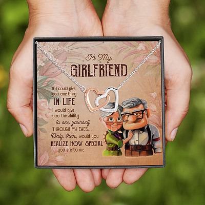 Alternative view of Old Couple to My Girfriend If I Could Give You One Thing in Life Interlocking Hearts Necklace Gifts