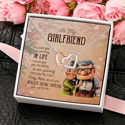 Old Couple to My Girfriend If I Could Give You One Thing in Life Interlocking Hearts Necklace Gifts