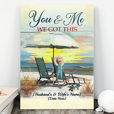 Alternative view of Personalized You And Me We Got This Beach Sunset Gallery Wrapped Framed Canvas Prints - Unframed Poster