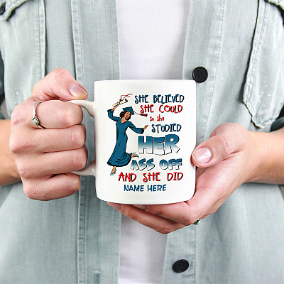 Alternative view of Personalized She Believed She Could So She Did Graduation Gifts Coffee Mug - Beer Stein - Water Bottle