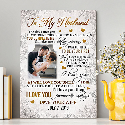 Alternative view of Personalized Photo To Husband I Met You Gallery Wrapped Framed Canvas Prints-Unframed Poster-Decor Wall Art