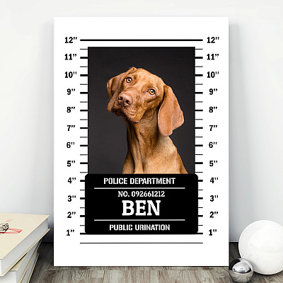 Alternative view of Personalized Photo Dog Police Department Public Urination Funny Framed Canvas Prints - Unframed Poster
