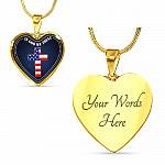 In God We Trust Heart Pendant Necklace - Christian Cross Necklace - Faith Religious Jewelry - Heart Luxury Necklace (Gold Plated)