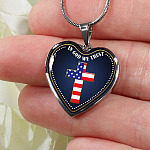 In God We Trust Heart Pendant Necklace - Christian Cross Necklace - Faith Religious Jewelry - Heart Luxury Necklace (Silver)