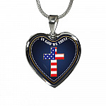 In God We Trust Heart Pendant Necklace - Christian Cross Necklace - Faith Religious Jewelry - Heart Luxury Necklace (Silver)