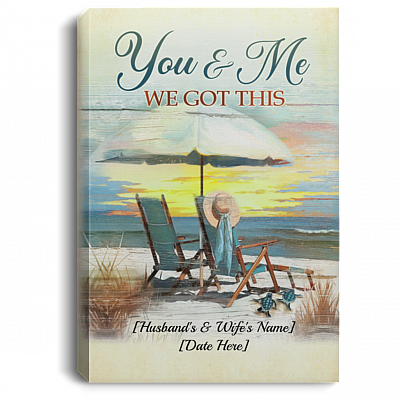 Personalized You And Me We Got This Beach Sunset Gallery Wrapped Framed Canvas Prints - Unframed Poster, White, 0.75'' Framed Canvas