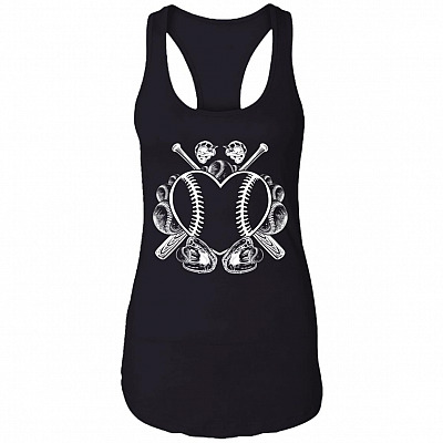 Vintage Baseball Mom, Black, Ladies Racerback Tank
