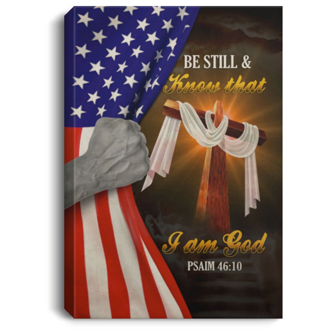 Be Still And Know That I Am God Psaim 46 10 Bible Verse Fleece Blanket - Mink Blanket, White, 0.75'' Framed Canvas