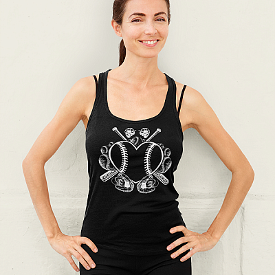 Alternative view of Vintage Baseball Mom Heart Funny Cotton Tank Top Tee - Ladies Racerback Tank