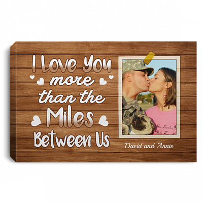 Personalized Photo More Than The Miles Between Us Gallery Wrapped Framed Canvas Prints - Unframed Poster, White, 0.75'' Framed Canvas