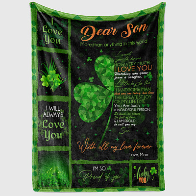 Alternative view of Dear Son More Than Anything In This World St Patrick's Day Irish Fleece Blanket - Mink Sherpa Blanket