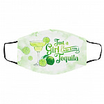 Just A Girl Who Loves Tequila, White, Cloth Face Cover – Medium/Large