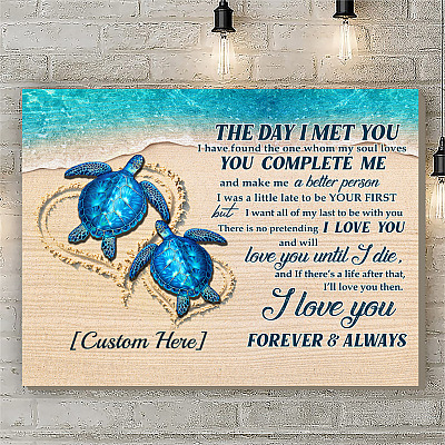 Alternative view of Personalized Turtle Couple The Day I Met You I Have Found The One Whom My Soul Loves Canvas Prints - Unframed Poster