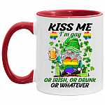 Kiss Me I'm Gay Or Irish, White/Red, 11 oz. Accent Mug