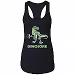 Dinosore T Re, Black, Ladies Racerback Tank
