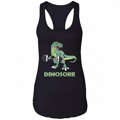 Dinosore T Re, Black, Ladies Racerback Tank