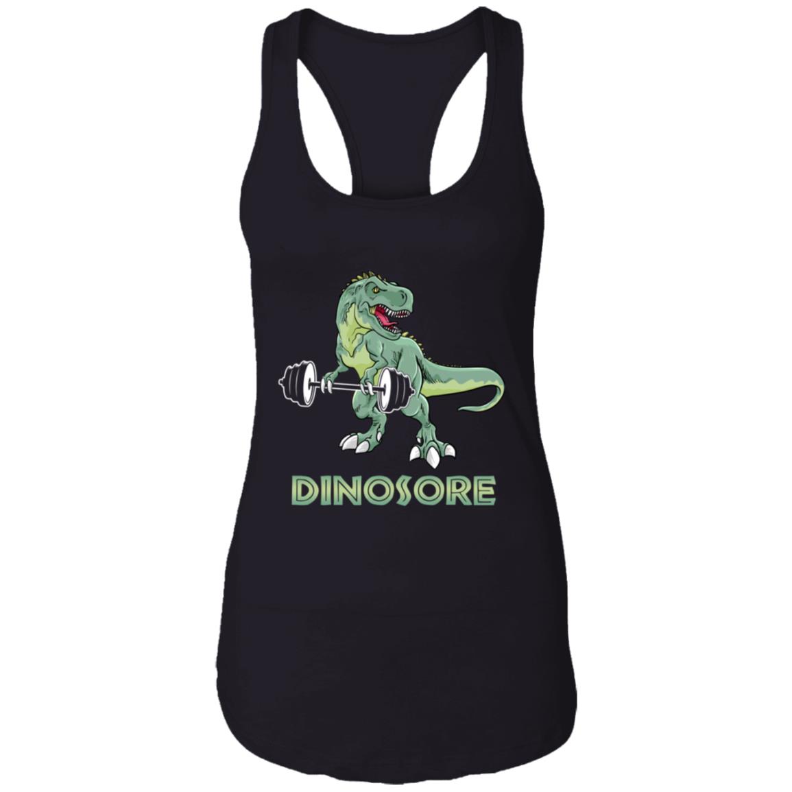 Dinosore T Re, Black, Ladies Racerback Tank