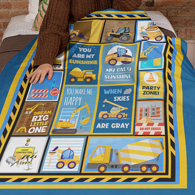 Alternative view of To My Son You Are My Sunshine I Love You Heavy Equipment Fleece Blanket - Mink Sherpa Blanket - Woven Blanket