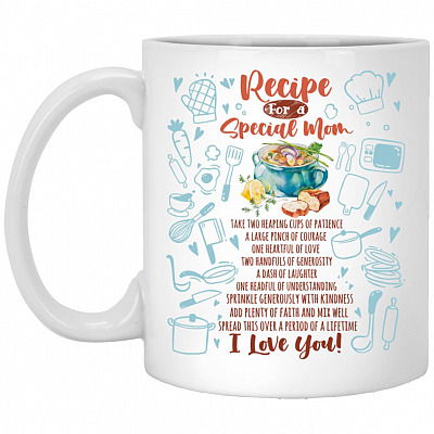 Recipe for a S, White, 11 oz. White Mug