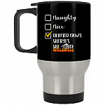 Burned Down Sheryl's She-, Black, 14 oz. Silver Travel Mug