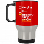 Burned Down Sheryl's She-, Red, 14 oz. Silver Travel Mug